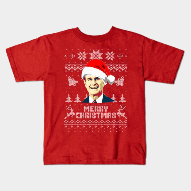 George H W Bush Merry Christmas Kids T-Shirt by Nerd_art